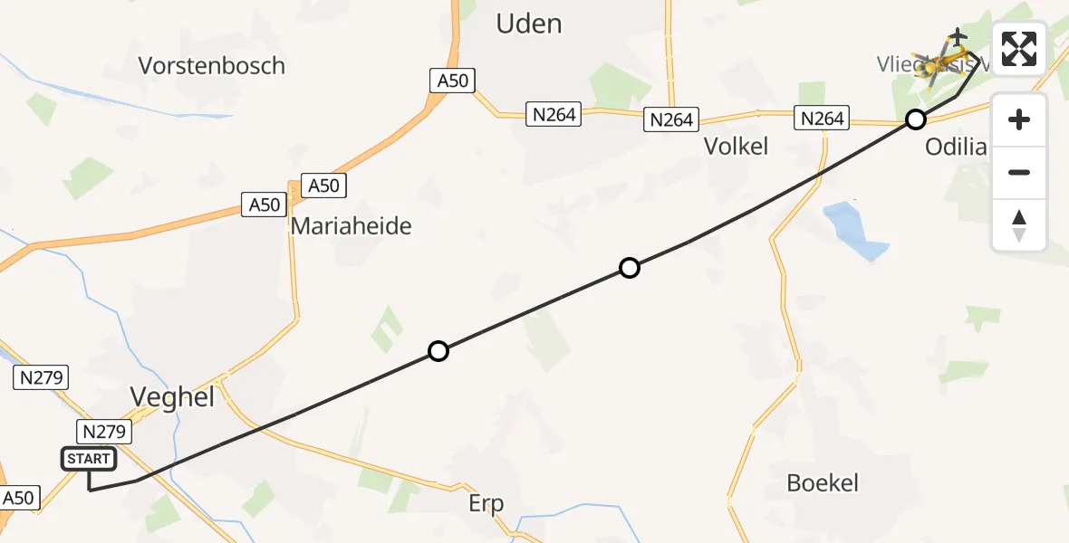 Routekaart van de vlucht: Lifeliner 3 naar Vliegbasis Volkel