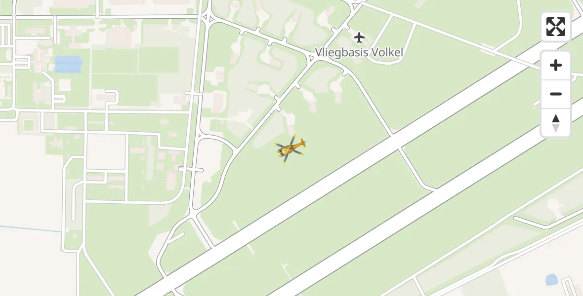Vluchtroute Traumahelikopter van Vliegbasis Volkel naar Vliegbasis Volkel