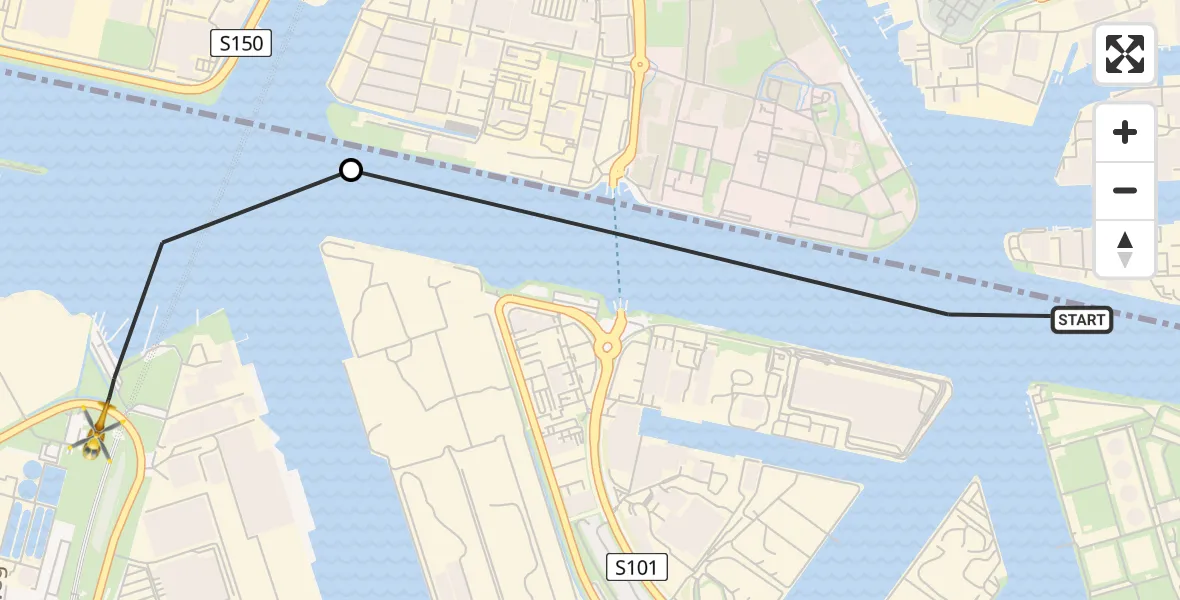 Vluchtroute Traumahelikopter Amsterdam - Amsterdam Heliport, 12 december 2023, 14:18