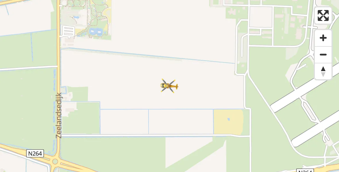 Vluchtroute Traumahelikopter van Vliegbasis Volkel naar Vliegbasis Volkel