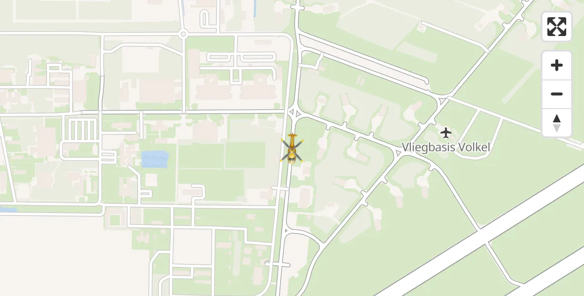Vluchtroute Traumahelikopter van Vliegbasis Volkel naar Vliegbasis Volkel