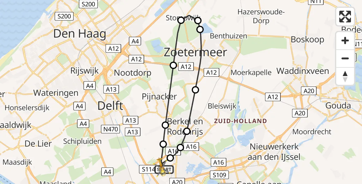 Vluchtroute Traumahelikopter Rotterdam The Hague Airport - Rotterdam The Hague Airport, 12 december 2023, 17:13