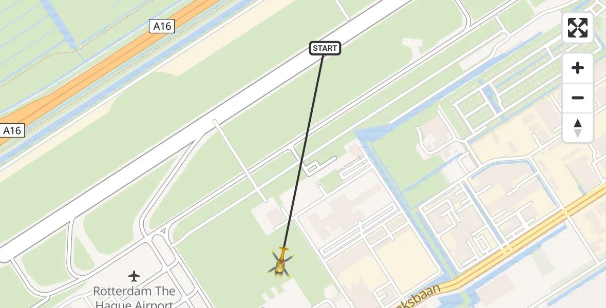 Vluchtroute Traumahelikopter Rotterdam The Hague Airport - Rotterdam The Hague Airport, 12 december 2023, 18:34
