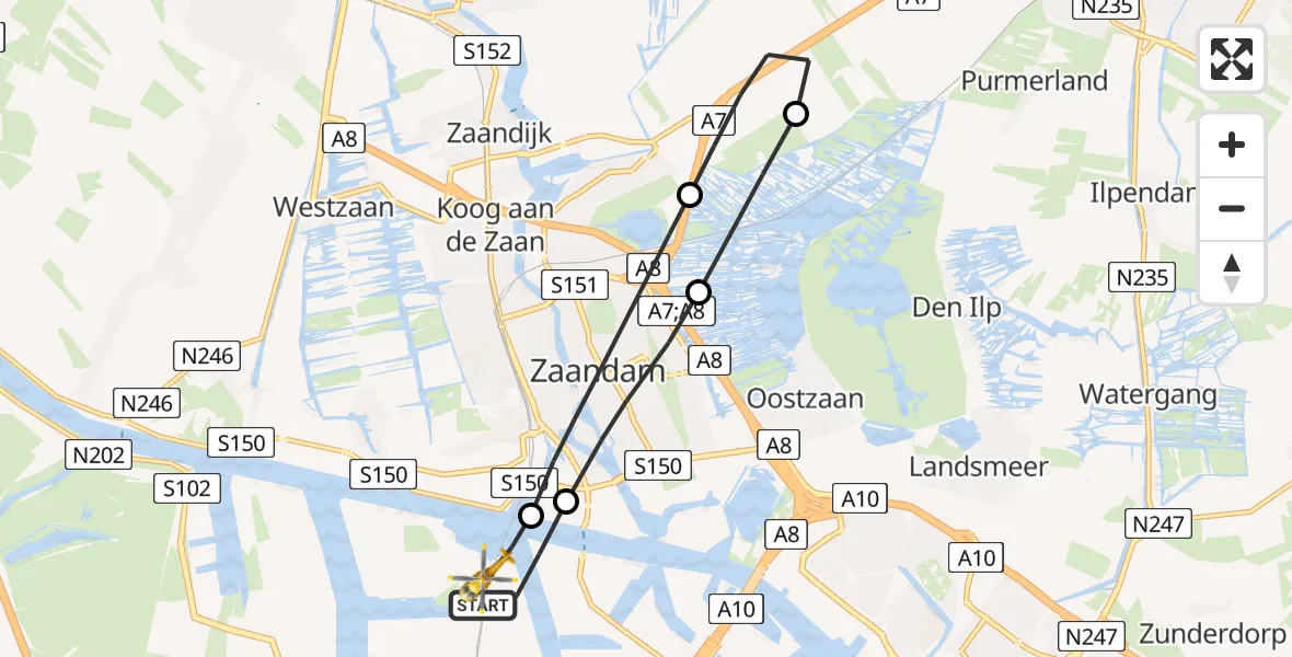 Vluchtroute Traumahelikopter Amsterdam Heliport - Amsterdam Heliport, 13 december 2023, 11:02