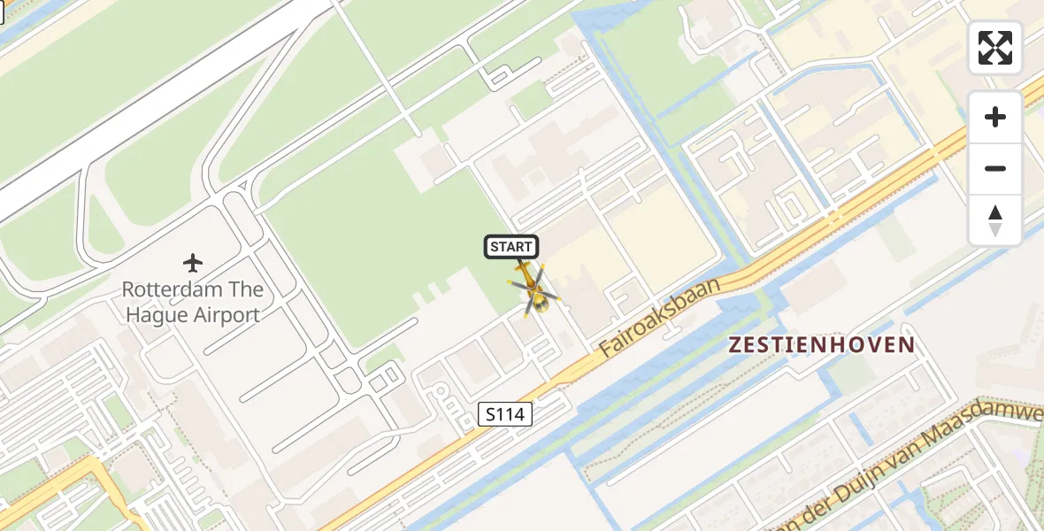 Vluchtroute Traumahelikopter Rotterdam The Hague Airport - Rotterdam The Hague Airport, 13 december 2023, 12:21