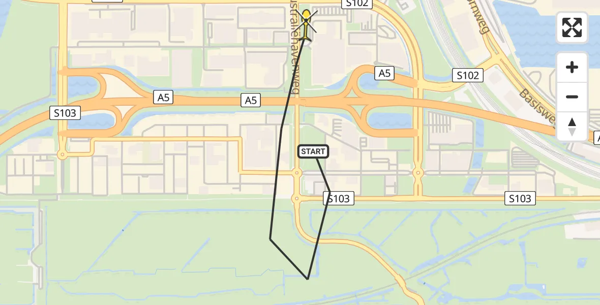 Routekaart van de vlucht: Lifeliner 1 naar Amsterdam