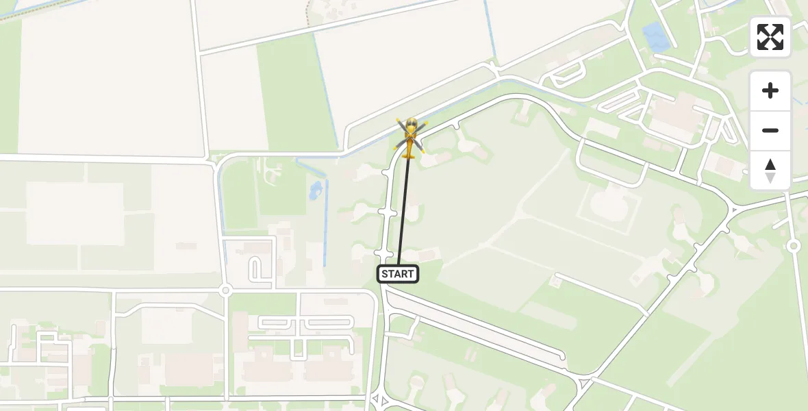 Vluchtroute Traumahelikopter van Vliegbasis Volkel naar Vliegbasis Volkel