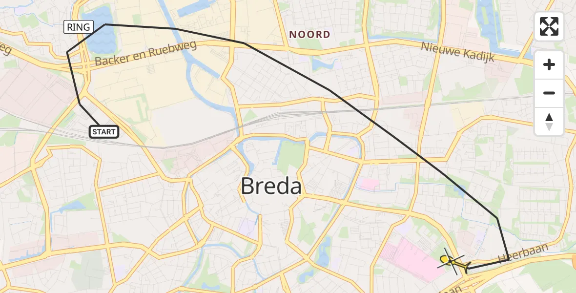 Routekaart van de vlucht: Lifeliner 2 naar Breda