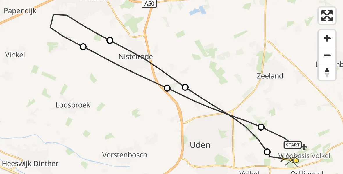 Routekaart van de vlucht: Lifeliner 3 naar Vliegbasis Volkel