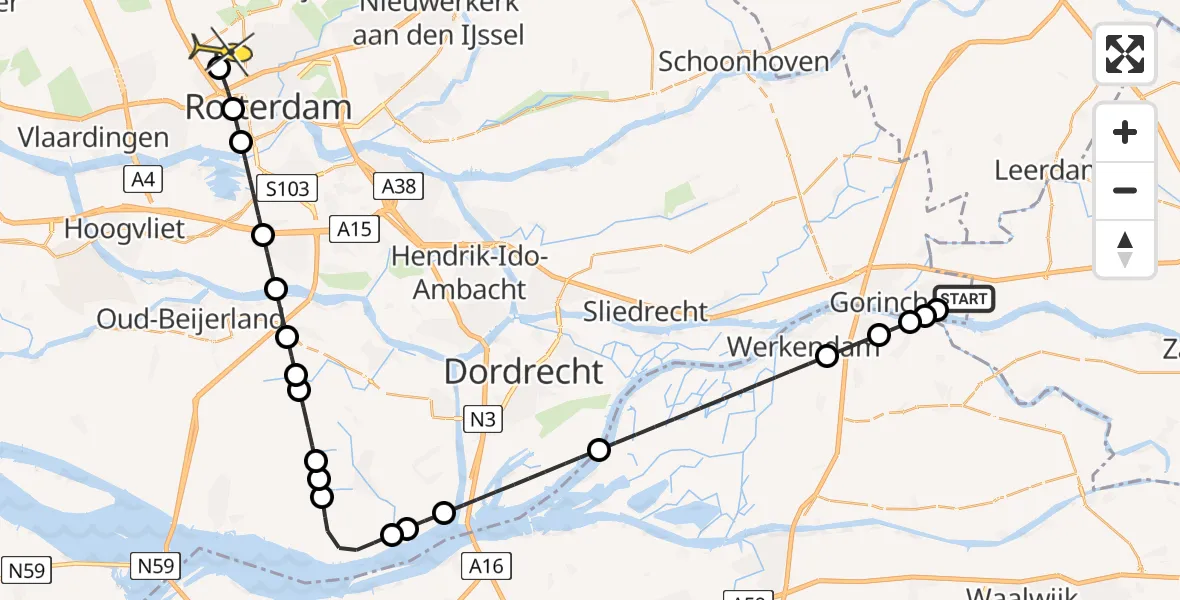 Routekaart van de vlucht: Lifeliner 2 naar Rotterdam The Hague Airport