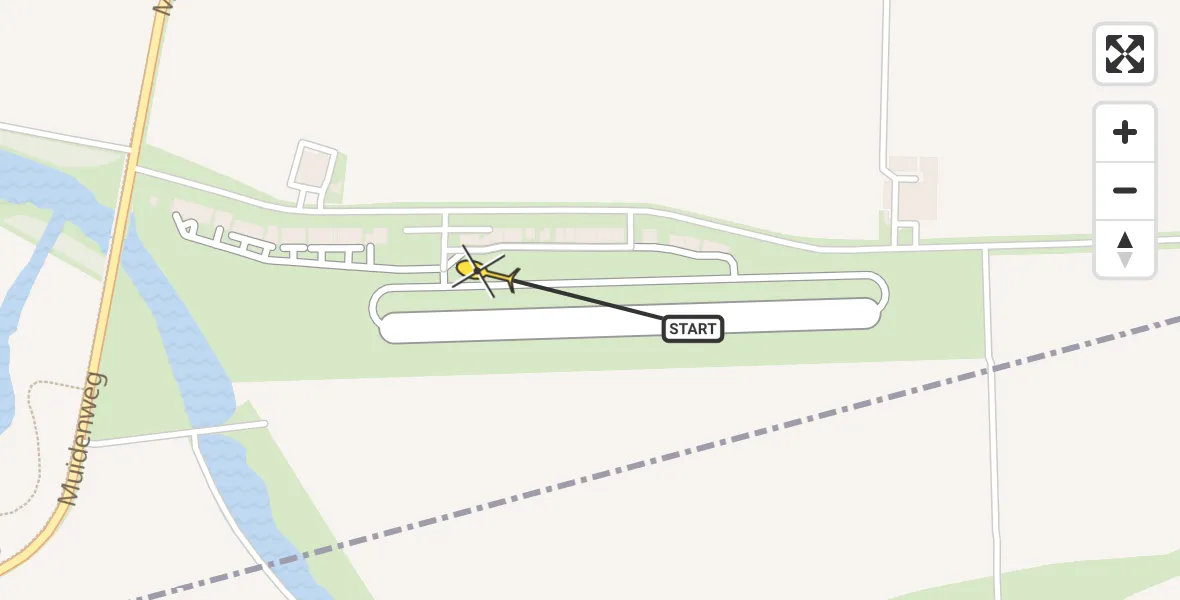 Vluchtroute Politiehelikopter van Vliegveld Midden-Zeeland naar Vliegveld Midden-Zeeland