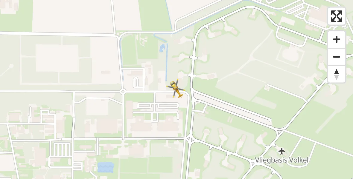 Vluchtroute Traumahelikopter van Vliegbasis Volkel naar Vliegbasis Volkel