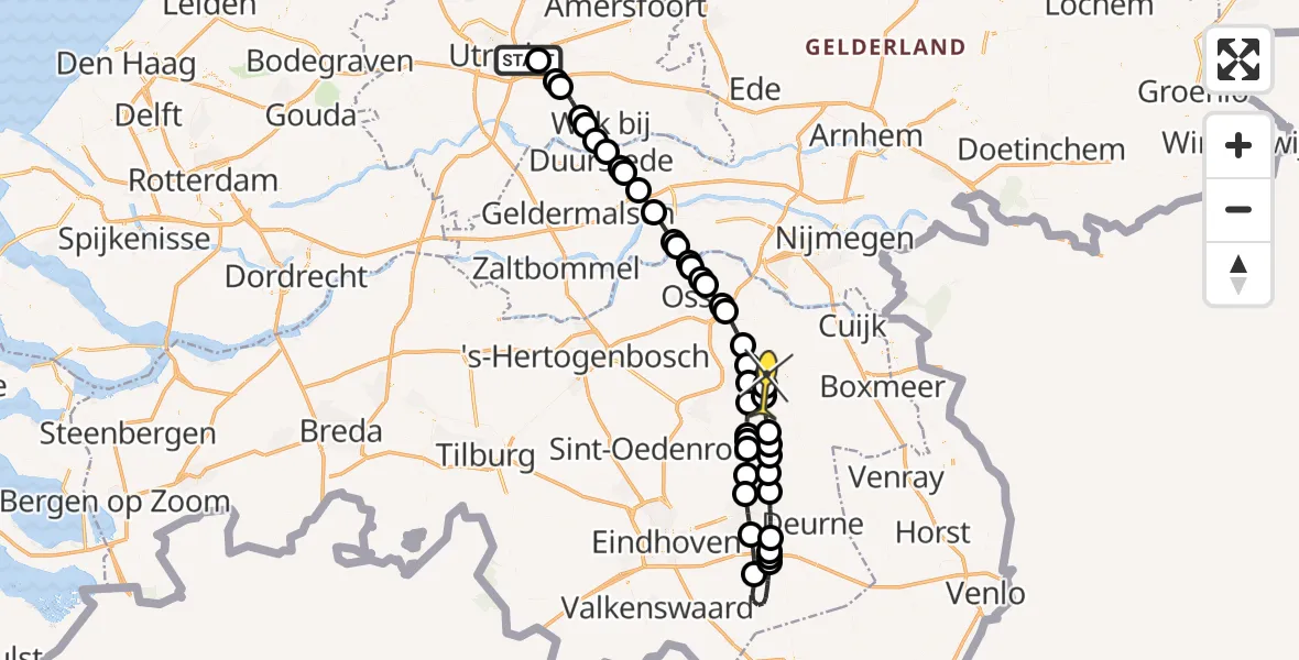 Routekaart van de vlucht: Lifeliner 3 naar Vliegbasis Volkel