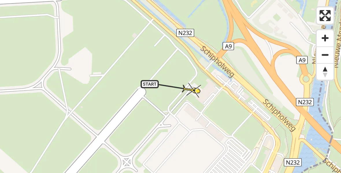 Vluchtroute Politiehelikopter van Schiphol naar Schiphol