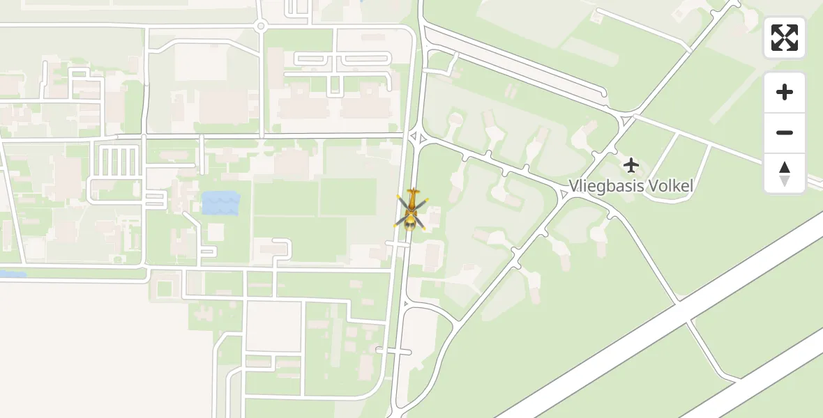 Vluchtroute Traumahelikopter van Vliegbasis Volkel naar Vliegbasis Volkel