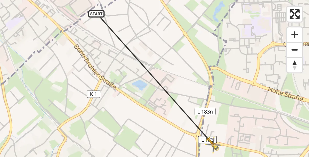 Vluchtroute Ambulancehelikopter Bornheim - , 14 december 2023, 14:48