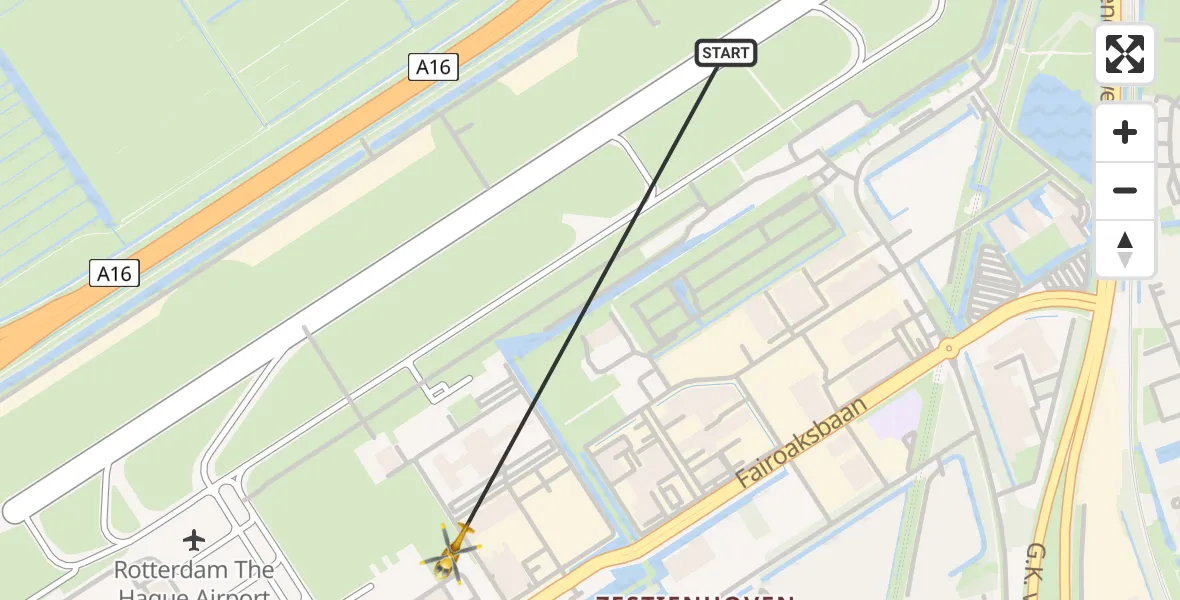 Vluchtroute Traumahelikopter Rotterdam The Hague Airport - Rotterdam The Hague Airport, 14 december 2023, 16:57