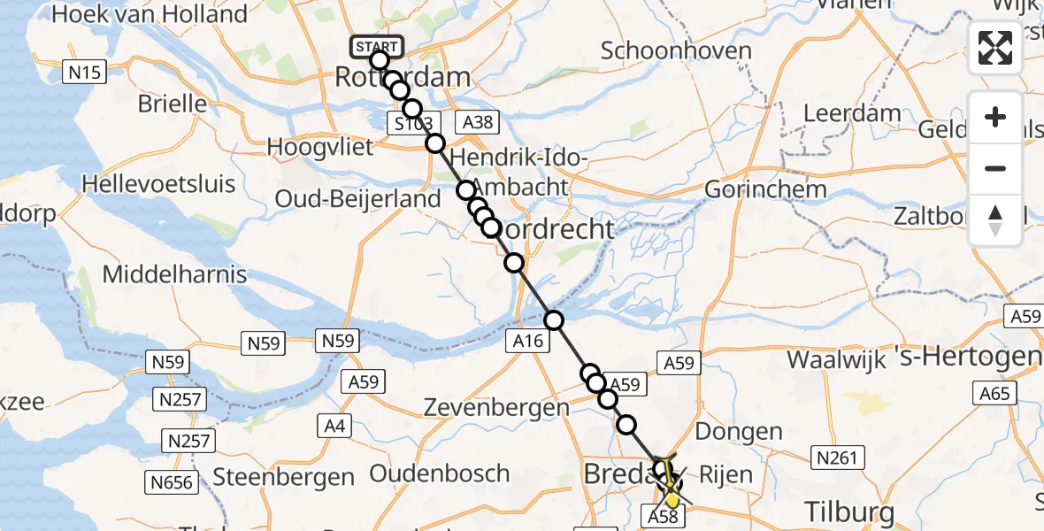 Routekaart van de vlucht: Lifeliner 2 naar Bavel