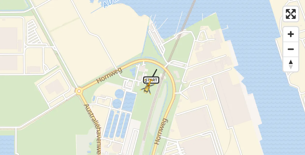 Vluchtroute Traumahelikopter Amsterdam Heliport - Amsterdam Heliport, 15 december 2023, 06:26