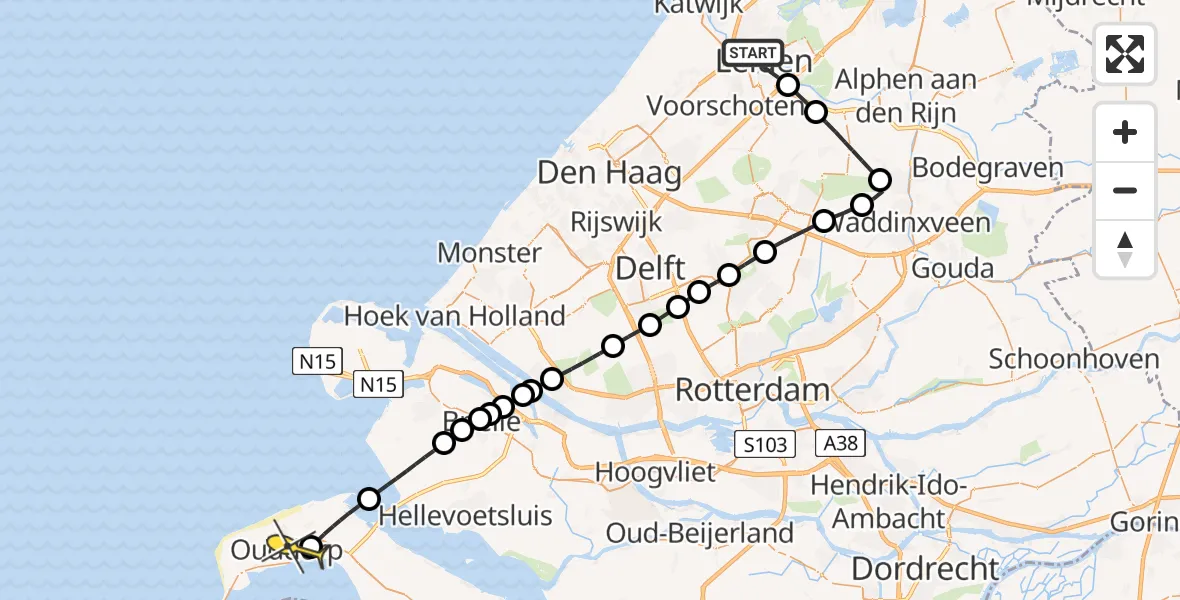 Routekaart van de vlucht: Lifeliner 2 naar Ouddorp