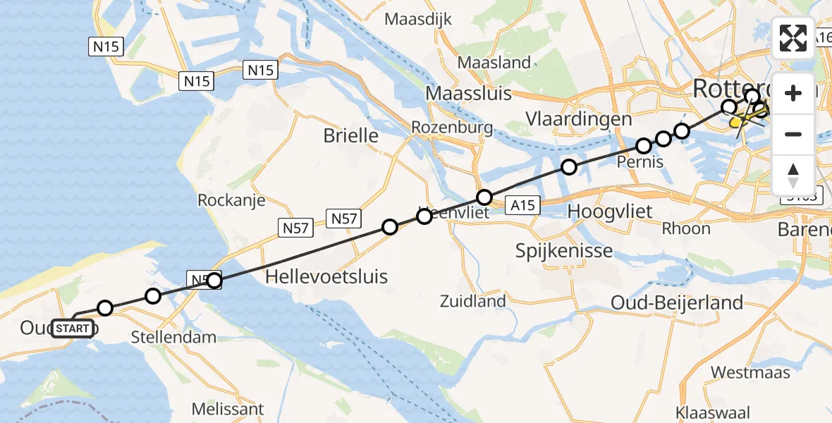 Routekaart van de vlucht: Lifeliner 2 naar Erasmus MC