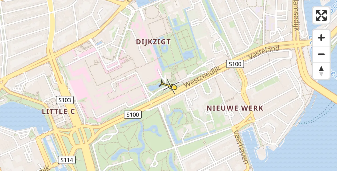 Vluchtroute Traumahelikopter van Erasmus MC naar Erasmus MC