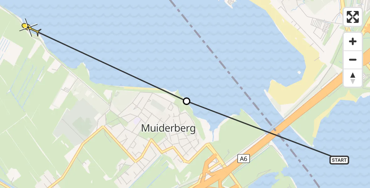 Routekaart van de vlucht: Politiehelikopter naar Muiden