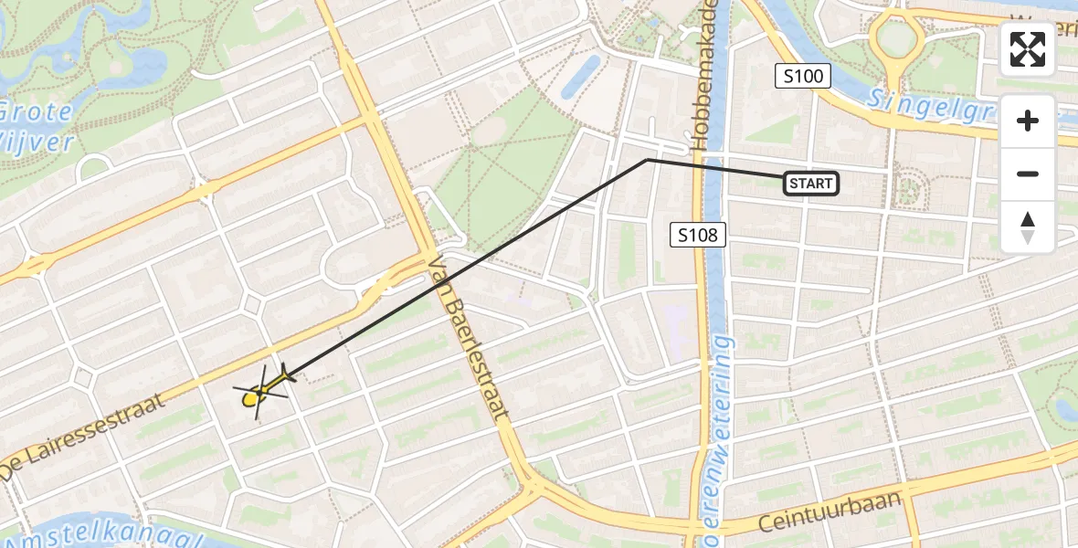 Vluchtroute Politiehelikopter van Amsterdam naar Amsterdam