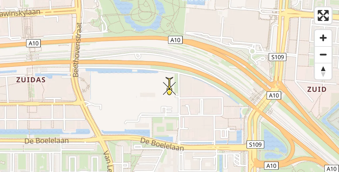 Vluchtroute Traumahelikopter van Amsterdam naar Amsterdam