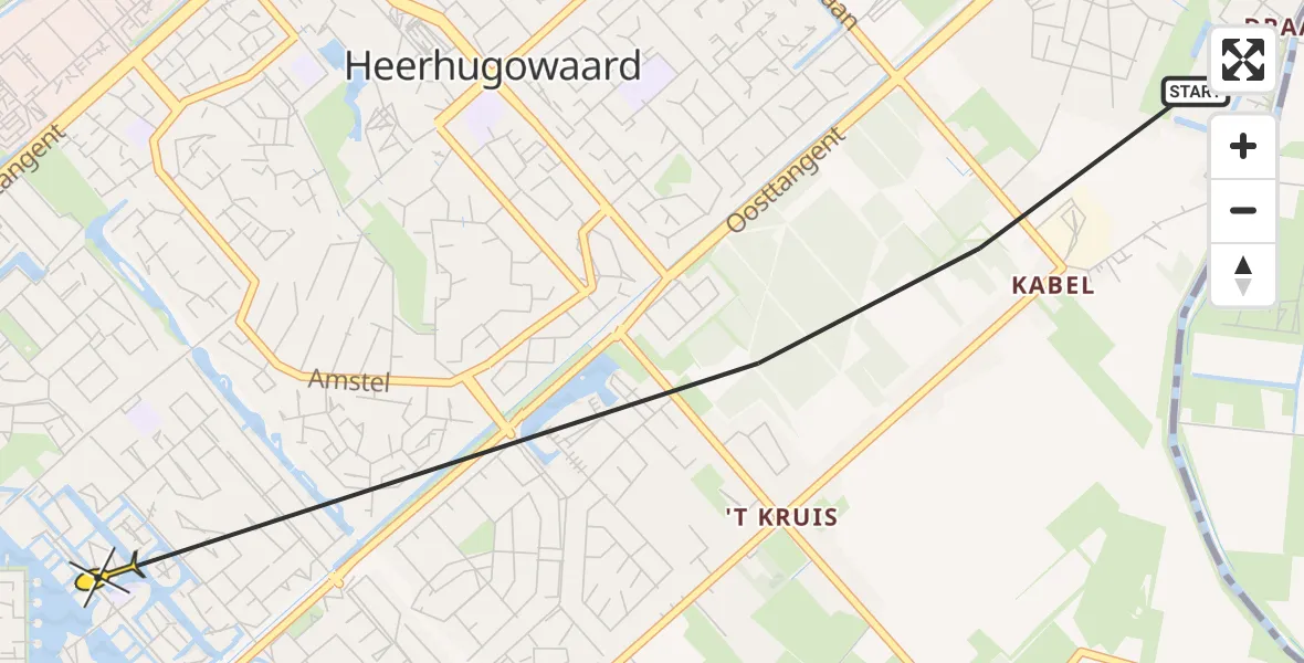 Routekaart van de vlucht: Politieheli naar Heerhugowaard