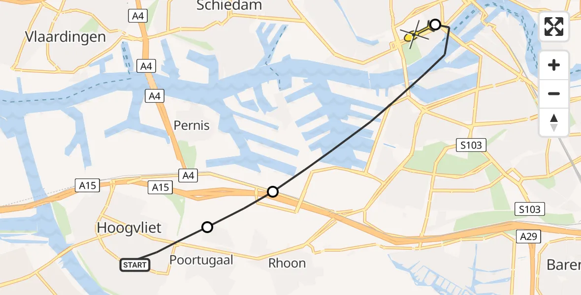 Routekaart van de vlucht: Lifeliner 2 naar Erasmus MC