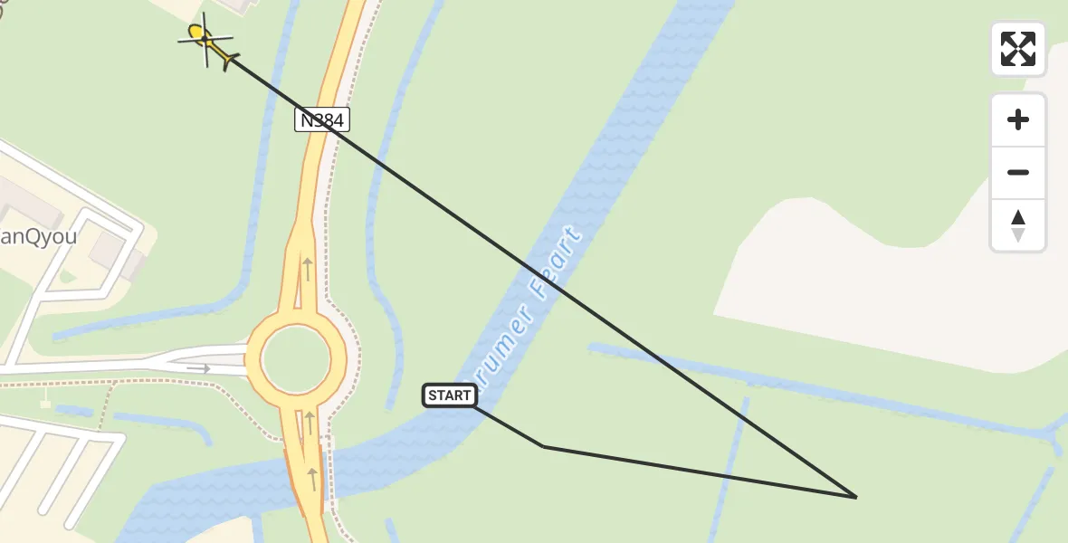 Routekaart van de vlucht: Traumahelikopter naar Franeker