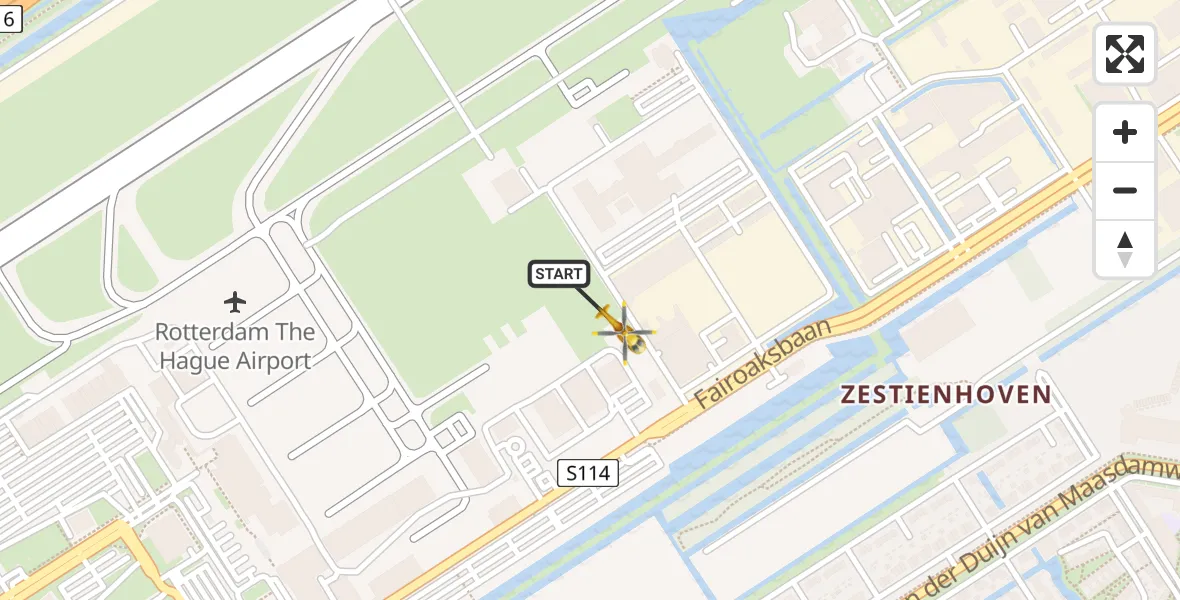 Vluchtroute Traumahelikopter Rotterdam The Hague Airport - Rotterdam The Hague Airport, 15 december 2023, 16:11