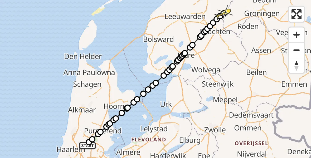 Routekaart van de vlucht: Lifeliner 1 naar Augustinusga