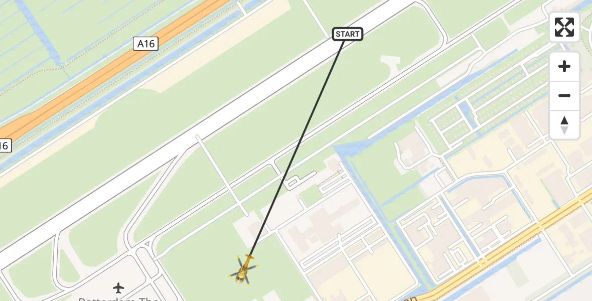 Vluchtroute Traumahelikopter Rotterdam The Hague Airport - Rotterdam The Hague Airport, 15 december 2023, 17:49