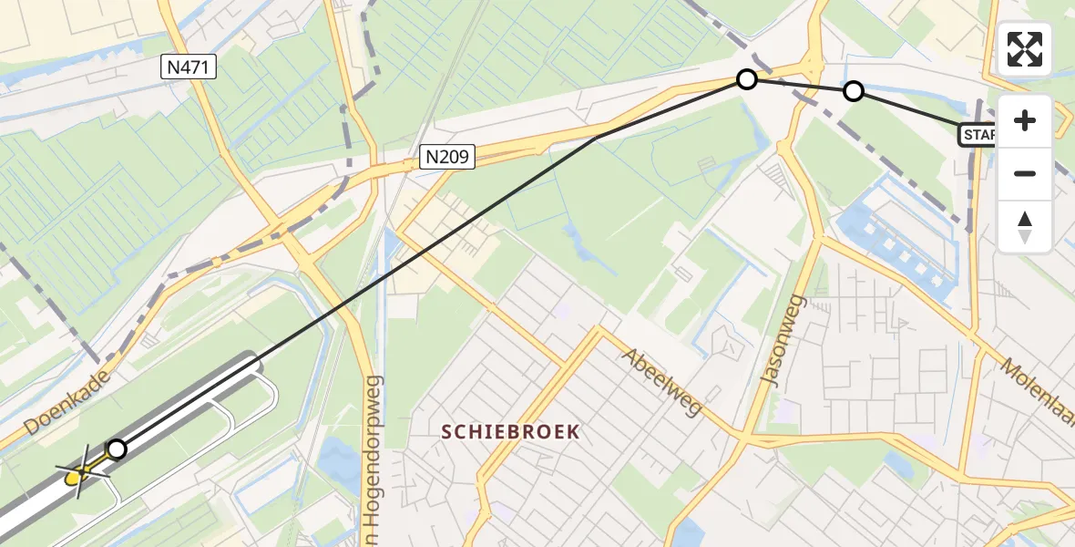 Routekaart van de vlucht: Lifeliner 2 naar Rotterdam The Hague Airport