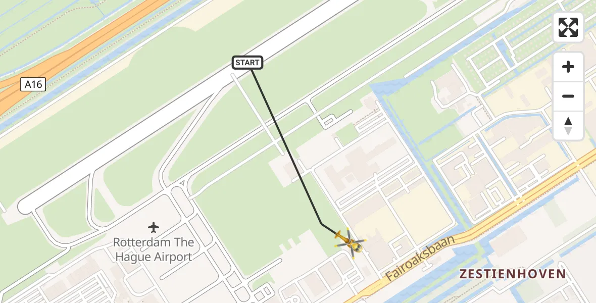 Vluchtroute Traumahelikopter Rotterdam The Hague Airport - Rotterdam The Hague Airport, 15 december 2023, 19:29