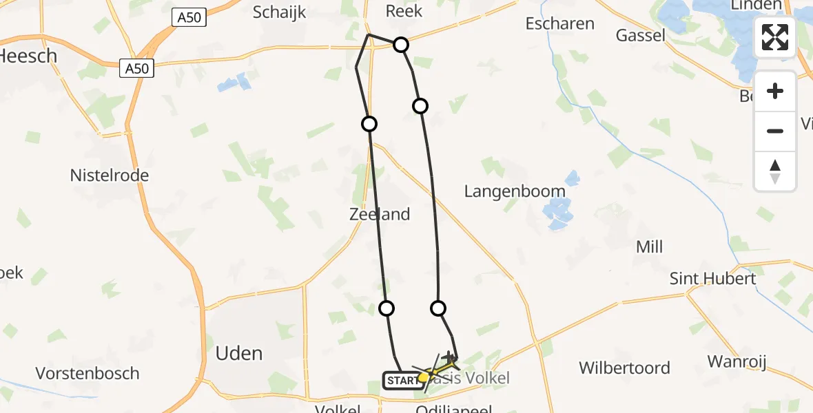 Routekaart van de vlucht: Lifeliner 3 naar Vliegbasis Volkel