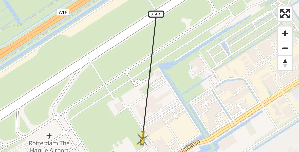 Vluchtroute Traumahelikopter Rotterdam The Hague Airport - Rotterdam The Hague Airport, 15 december 2023, 20:40
