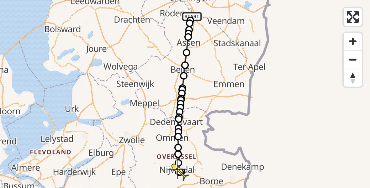 Routekaart van de vlucht: Lifeliner 4 naar Nijverdal