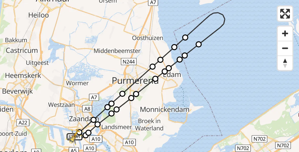 Vluchtroute Traumahelikopter Amsterdam Heliport - Amsterdam Heliport, 15 december 2023, 21:51