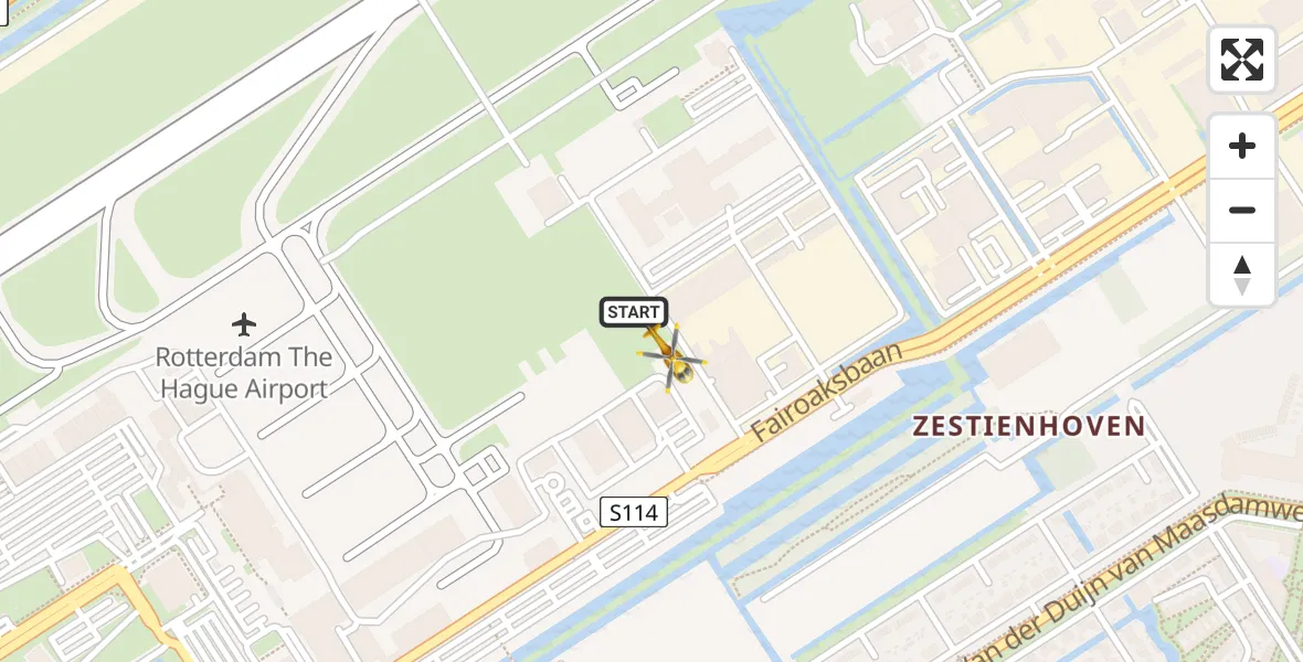 Vluchtroute Traumahelikopter Rotterdam The Hague Airport - Rotterdam The Hague Airport, 16 december 2023, 09:21