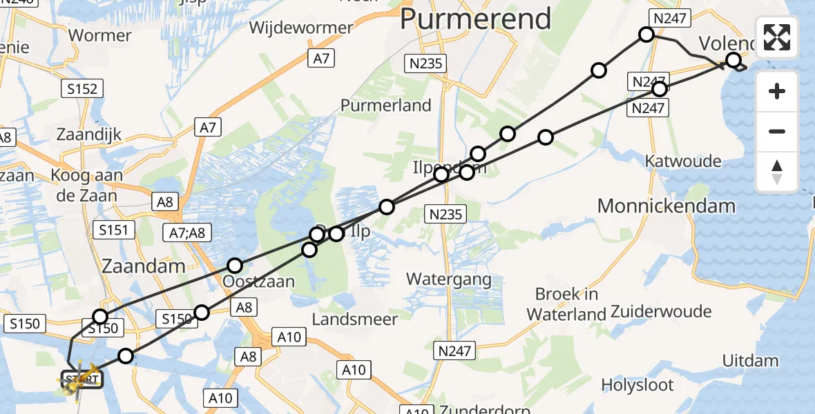 Vluchtroute Traumahelikopter Amsterdam Heliport - Amsterdam Heliport, 16 december 2023, 12:03