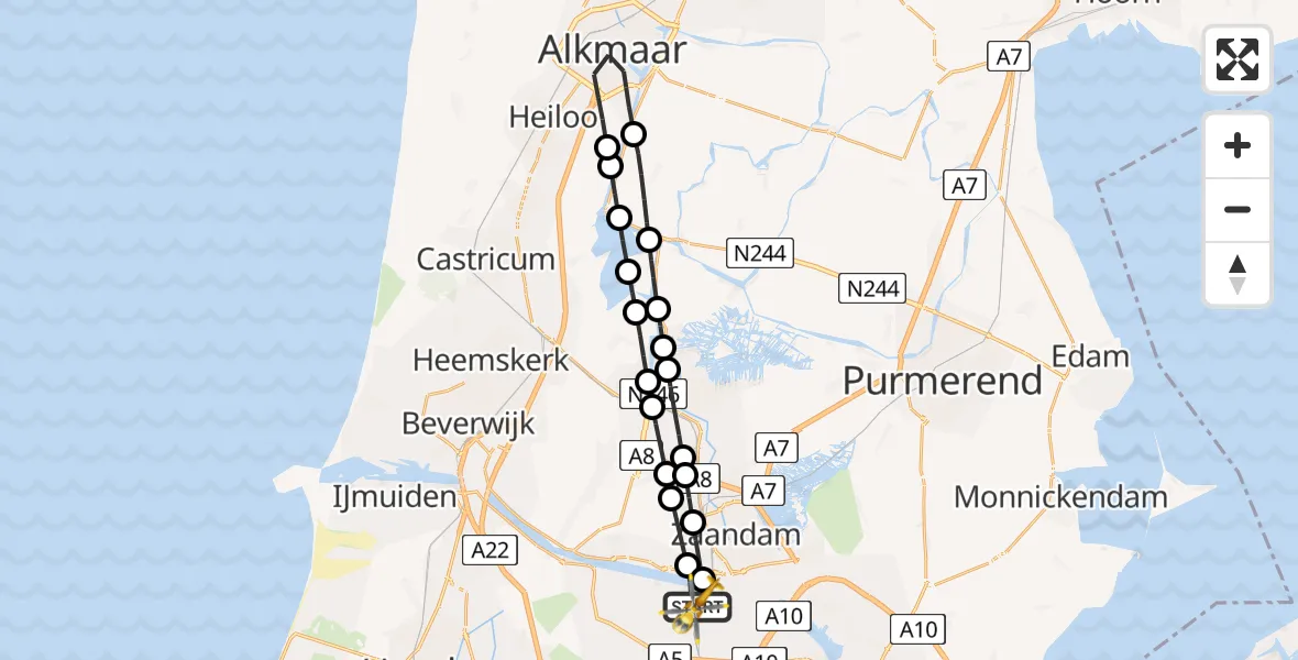 Vluchtroute Traumahelikopter Amsterdam Heliport - Amsterdam Heliport, 16 december 2023, 12:43