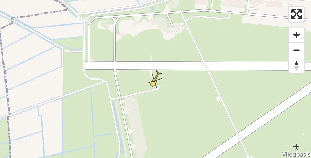 Vluchtroute Ambulancehelikopter van Vliegbasis Leeuwarden naar Vliegbasis Leeuwarden