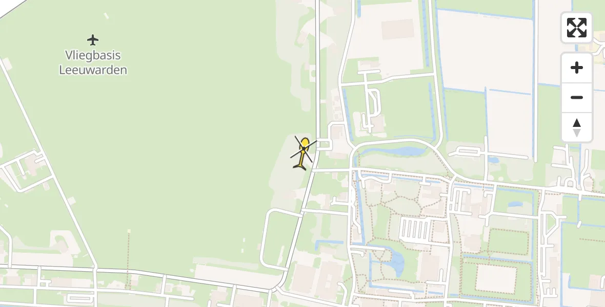 Vluchtroute Ambulancehelikopter van Vliegbasis Leeuwarden naar Vliegbasis Leeuwarden