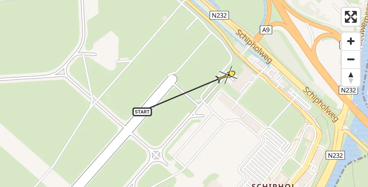 Vluchtroute Politiehelikopter van Schiphol naar Schiphol