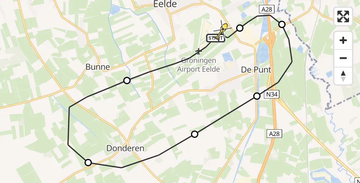 Routekaart van de vlucht: Lifeliner 4 naar Groningen Airport Eelde