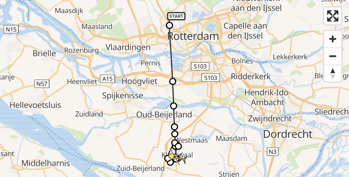 Routekaart van de vlucht: Lifeliner 2 naar Vliegveld Numansdorp