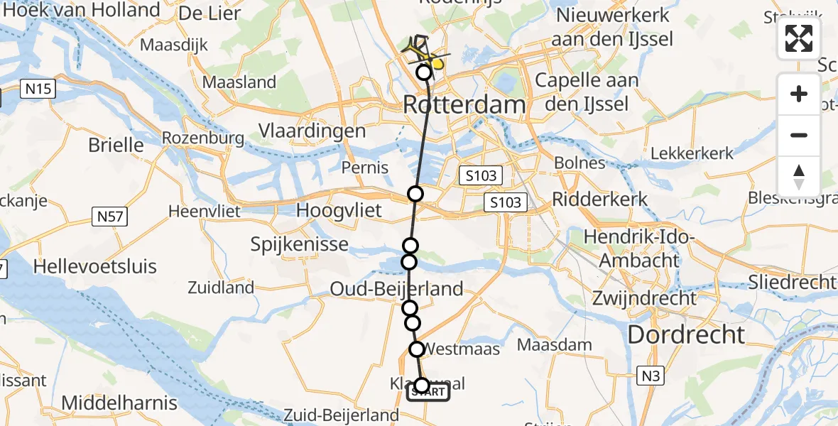 Routekaart van de vlucht: Lifeliner 2 naar Rotterdam The Hague Airport